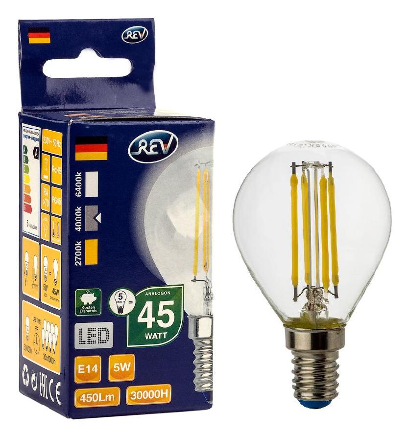 Лампа светодиодная LED G45 E14 5Вт 480Лм 4000К PREMIUM (FILAMENT) холодный свет REV 32358 7