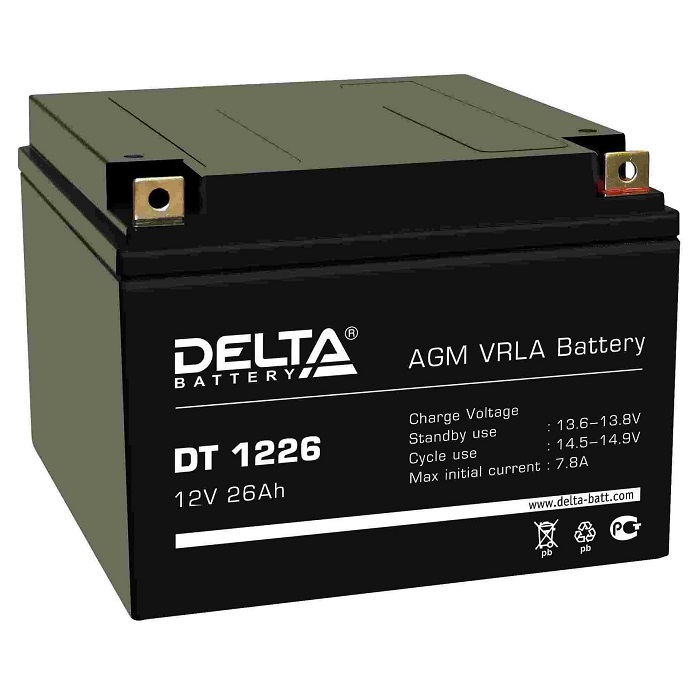Батарея аккумуляторная 12В 26А.ч герметичный свинцово-кислотный Delta DT 1226