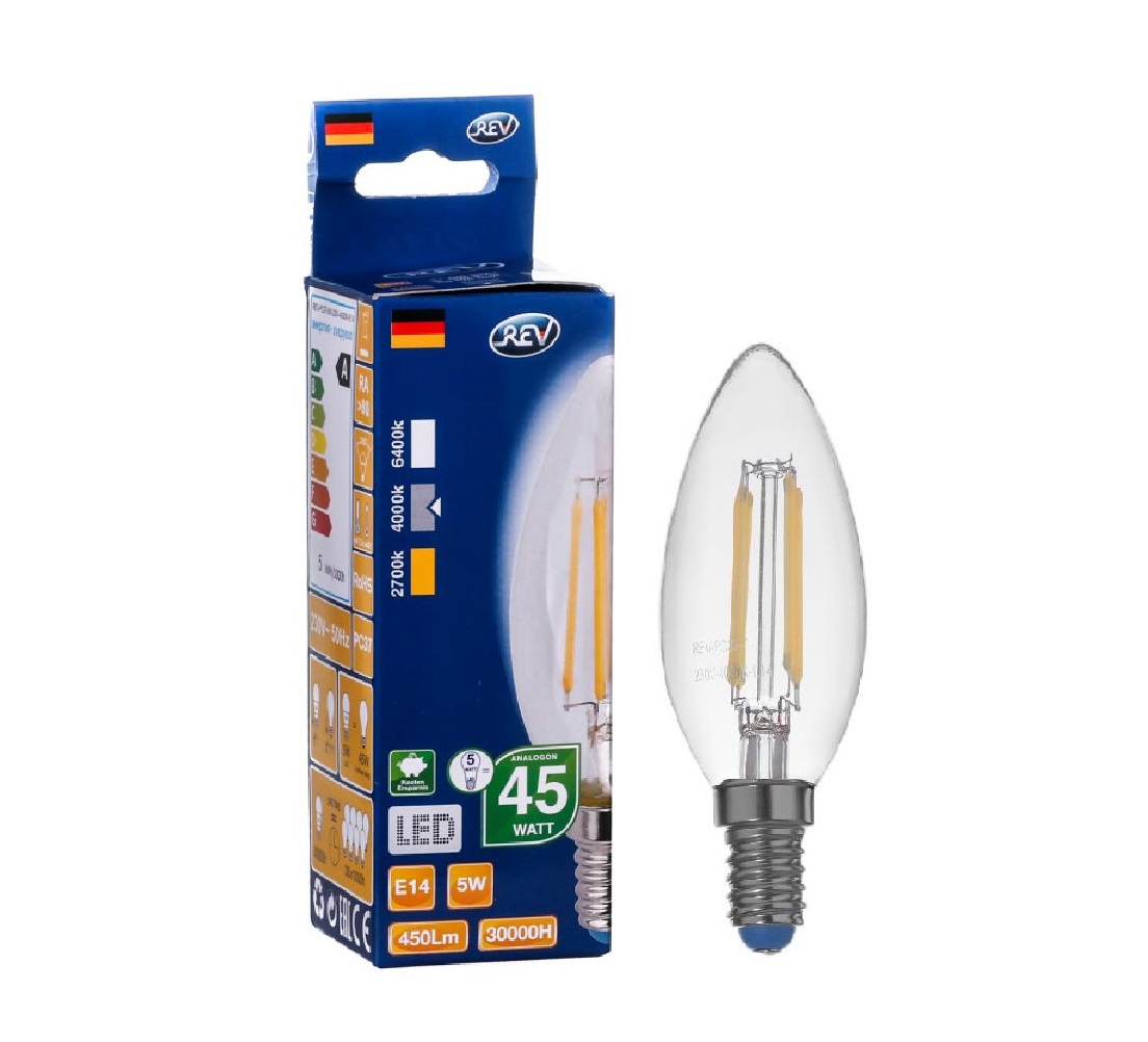 Лампа светодиодная LED PС37 E14 5Вт 4000К PREMIUM (FILAMENT) холодный свет REV шт 32360 0