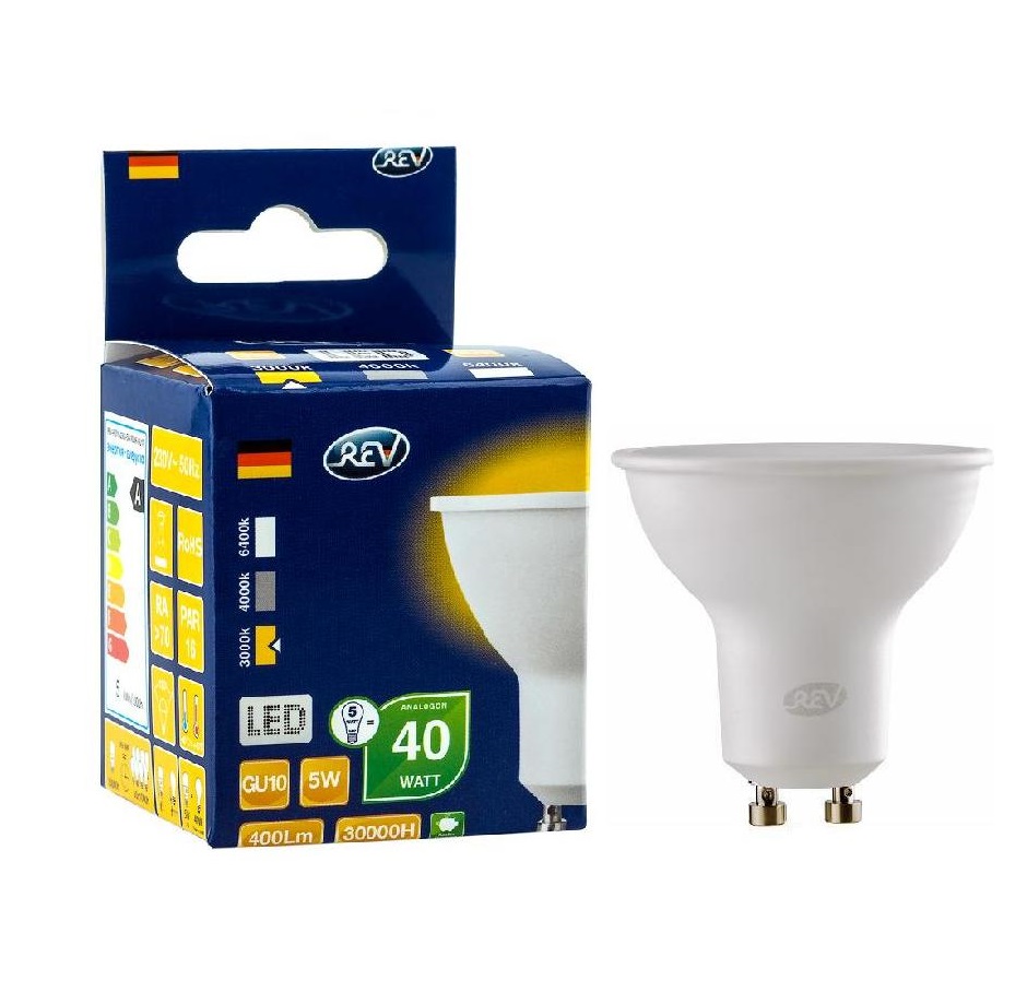 Лампа светодиодная LED PAR16 GU10 5Вт 420Лм 3000К теплый свет REV 32328 0