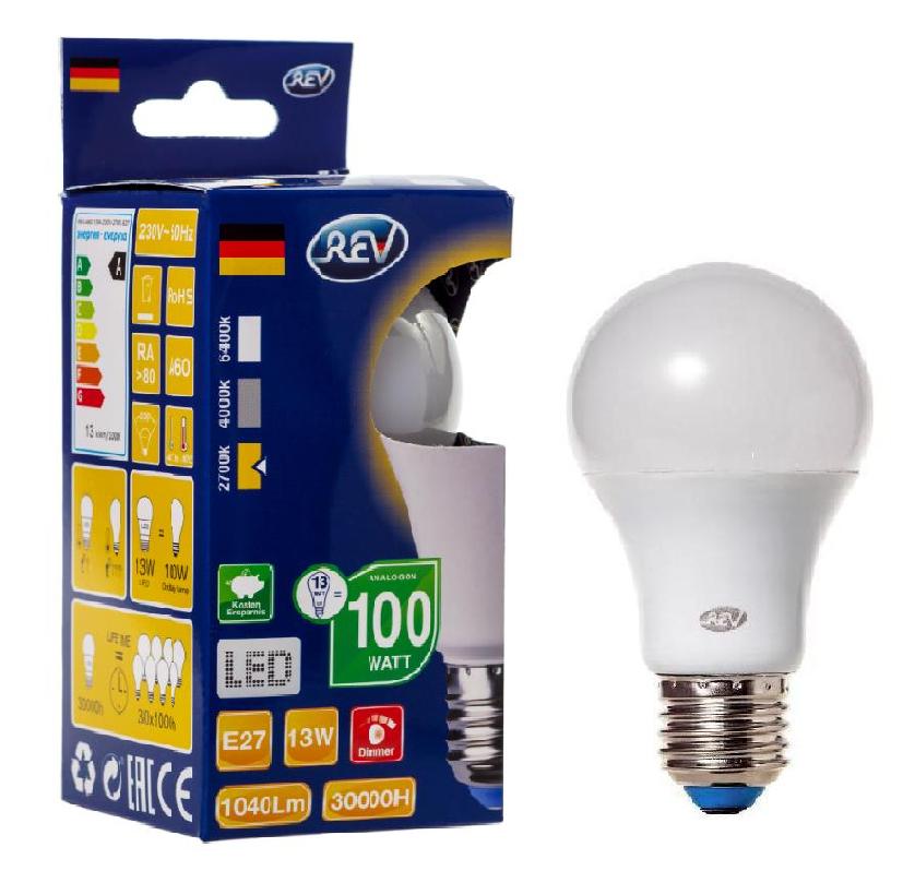 Лампа светодиодная LED A60 E27 13Вт 1100Лм PREMIUM (DIMMABLE) 2700К теплый свет; диммируемая REV 32381 5