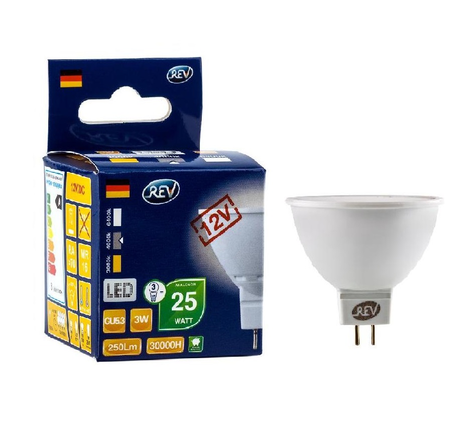 Лампа светодиодная LED MR16 GU5.3 3Вт 250Лм 4000К 12В холодный свет REV 32370 9