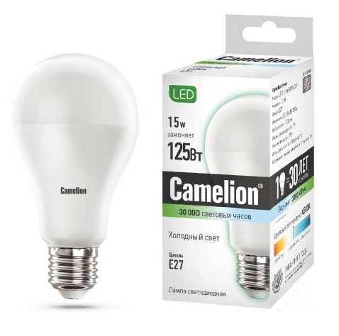 Лампа светодиодная LED15-A65/845/E27 15Вт 220В Camelion 12197