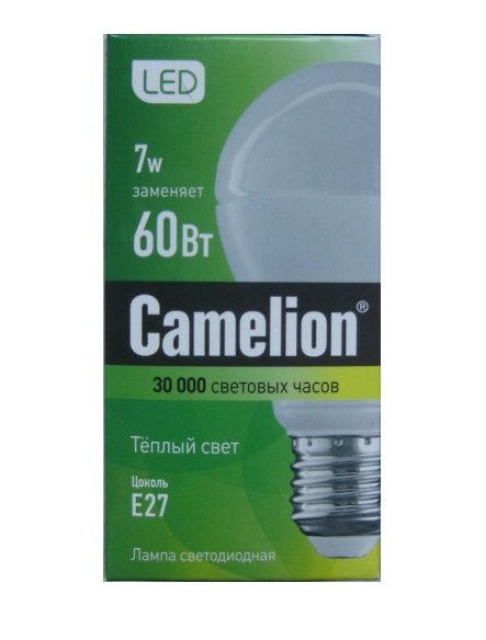 Лампа светодиодная LED7-A60/830/E27 7Вт 220В Camelion 11253